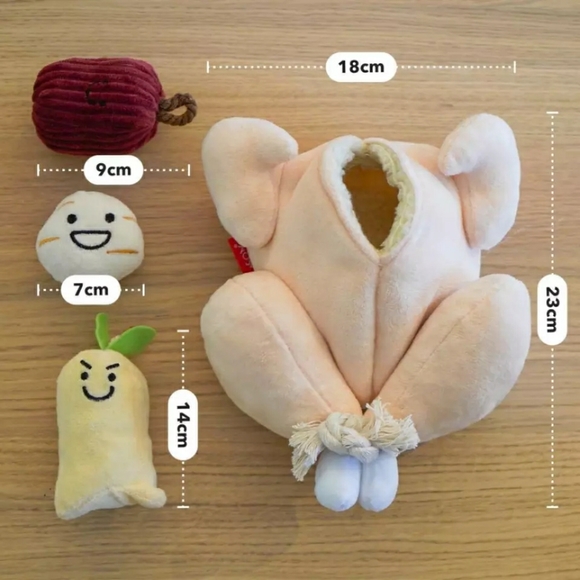 Chinese Asian chicken soup hide and stuff dog toy - Picture 2 of 7